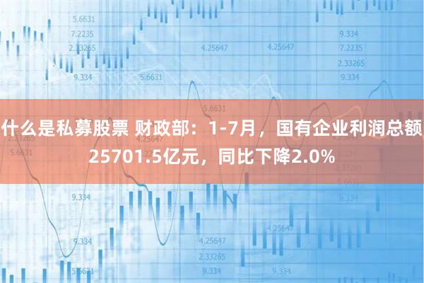 什么是私募股票 财政部：1-7月，国有企业利润总额25701.5亿元，同比下降2.0%